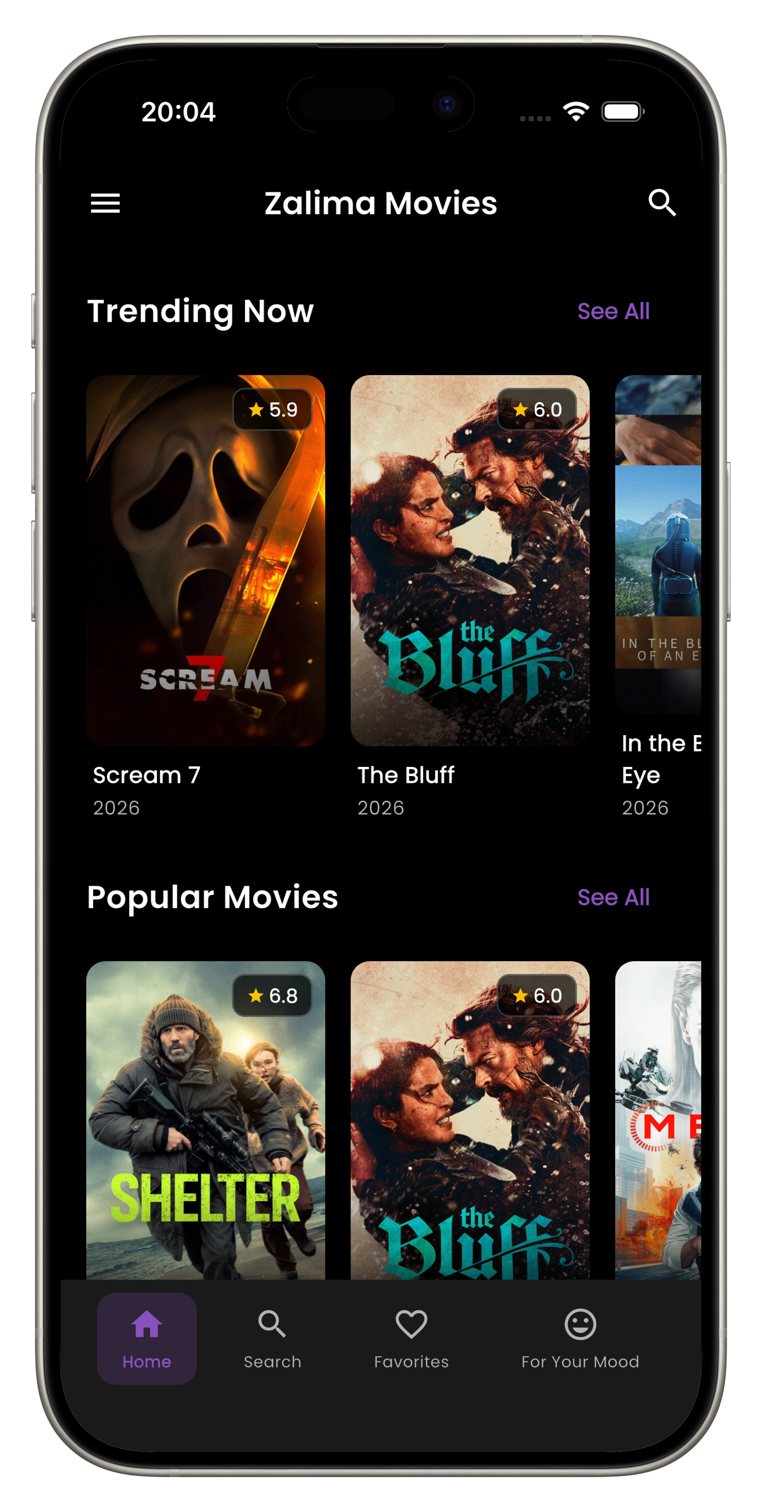 Zalima TV App Home Screen
